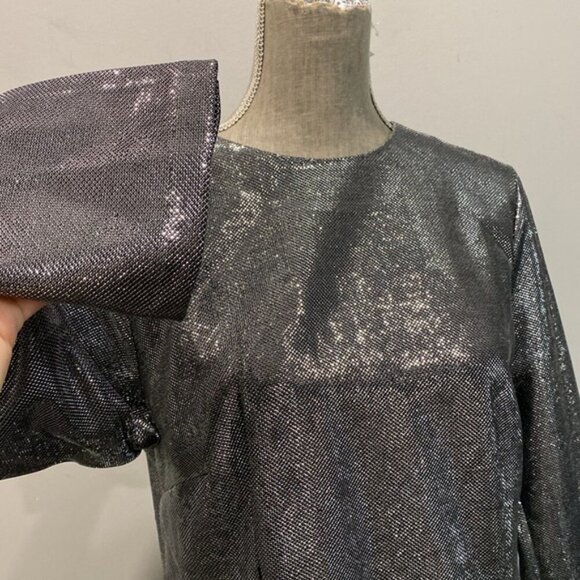 H&M Metallic Dress Long Sleeve size large - Picture 6 of 16